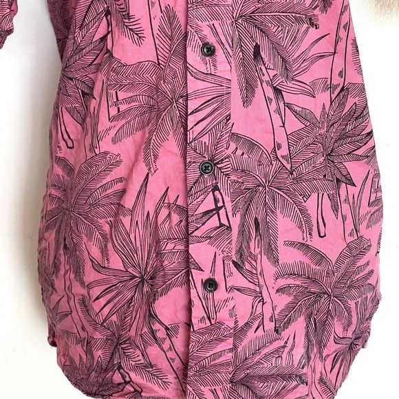L.o.g.g. Womens Button down Shirt Size XS Pink Palms Print Hawaiian Tropical - Picture 7 of 12